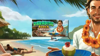 Visuel officiel de Tropical Resort Simulator, un simulateur de gestion de resort tropical avec plage, cocktails et ambiance paradisiaque.