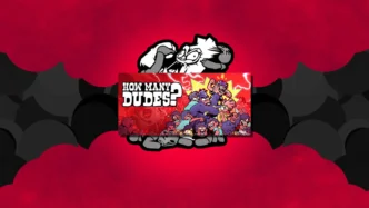 Illustration de couverture de How Many Dudes?, roguelike autobattler délirant avec une armée de Dudes en bataille sur fond rouge stylisé.