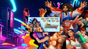 Illustration de IGS Classic Arcade Collection présentant plusieurs personnages de jeux d’arcade rétro dans une ambiance colorée inspirée des salles de jeu.
