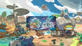 Illustration d’Astrobuilder montrant un vaisseau explorant une galaxie futuriste peuplée de PNJ pilotés par IA