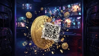 Pièce dorée, QR code et écrans de gameplay illustrant les fuites de GTA 6