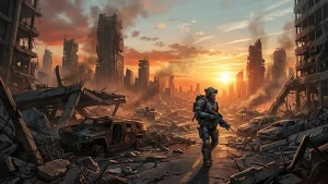 Soldat en armure futuriste dans un environnement post-apocalyptique illustrant Gears of War Reloaded en promotion sur Steam