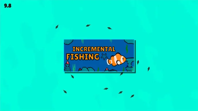 Illustration d’Incremental Fishing avec un bateau amélioré naviguant parmi plusieurs biomes océaniques