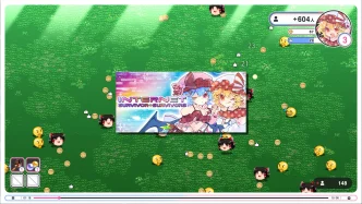 Illustration d'Internet Survivor Survivors montrant Flandre Scarlet en streameuse combattant des vagues d'ennemis inspirés de la culture Internet