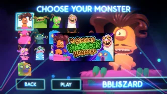 Illustration colorée de monstres chantant dans My Singing Monsters Karaoke