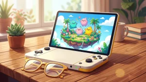 Console Switch 2 affichant Pokopia avec des Pokémon colorés sur une île personnalisée, illustration de l'astuce pour récupérer les Pokémon d'événements limités sans modifier les réglages système