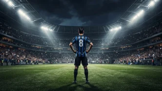 Un joueur de football sur la pelouse illuminée d un stade moderne dans EA SPORTS FC 27.