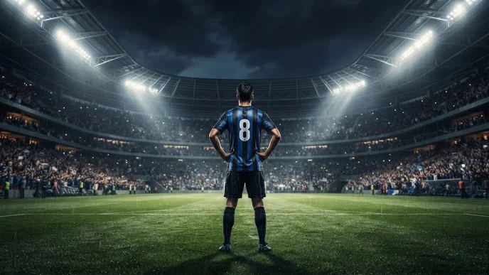 Un joueur de football sur la pelouse illuminée d un stade moderne dans EA SPORTS FC 27.