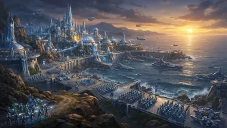Un empire fantastique au bord d un ocean pour illustrer le jeu ENDLESS Legend 2.