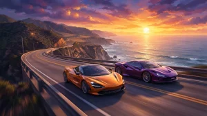 Illustration d un paysage urbain de type Floride pour le jeu GTA 6.