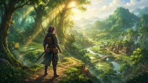 Un joueur explore un monde verdoyant dans 夯犇绿色传奇 sur PC.