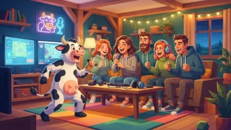 Illustration de Hide and Moo!, le party game vocal loufoque de Black Sea Studios.