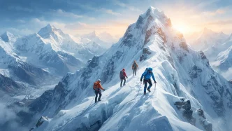 Des joueurs escaladent une montagne dans le jeu Peak sur PC et en cross platform sur consoles.